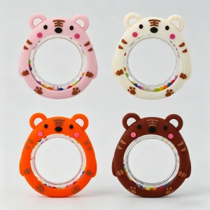 4 Pack Cartoon Tiger Silicone Teething Ring