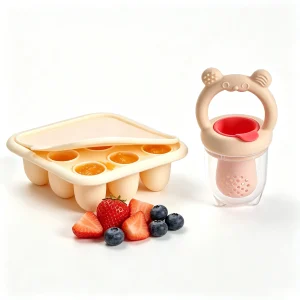 BPA Free Baby Fruit Feeder with Silicone Food Freezer Tray, Food Grade Teething Pacifier