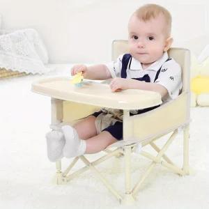 High Chair with Adjustable Footrest and Detachable Cushion