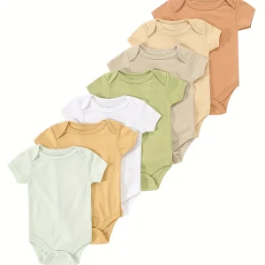 7pcs Set Newborn Infant Romper, 0-9 Months Baby Triangle Bodysuit