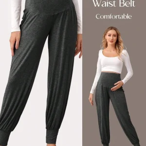 Black Summer Casual Stretch All-Match Athletic Maternity Yoga Capri Sweatpants
